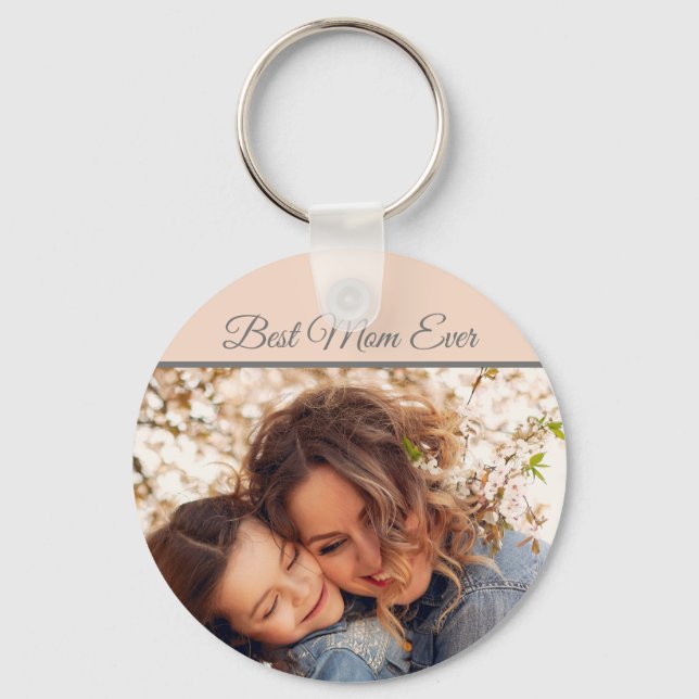 Pretty Best Mum Ever Photo Pink Key Ring (Front)