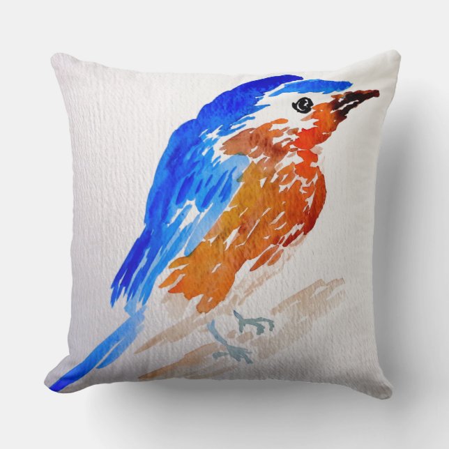 Pretty Bird Aviary Springtime Watercolor Cushion (Front)