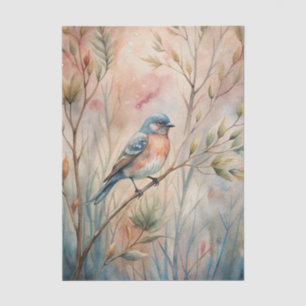 Pretty Bird Sitting on a Branch on Soft Background Tissue Paper