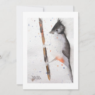 Pretty Bird Watercolor Christmas Invitation