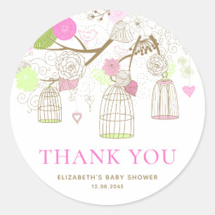Pretty Birdcages Baby Shower Thank You Sticker