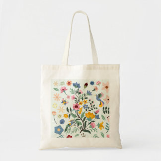 Pretty Birds And Flowers Tote Bag