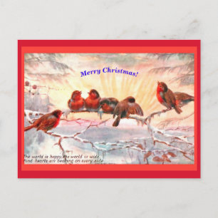 Pretty Birds at Christmas Morning Sunrise Vintage Postcard