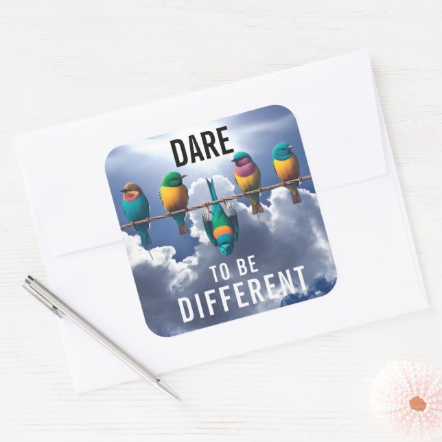 Pretty Birds on a Wire Dare Square Sticker (Envelope)