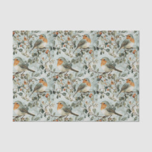 Pretty Birds on Branches Warm Fall Colors Pattern Tissue Paper