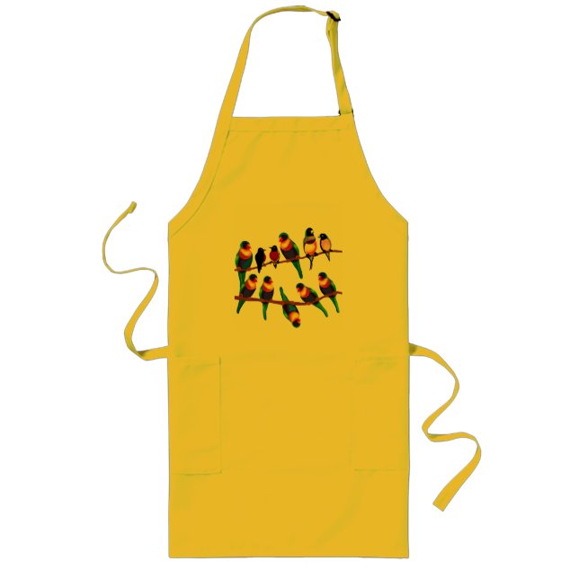 Pretty birds - parrots and finches long apron (Front)