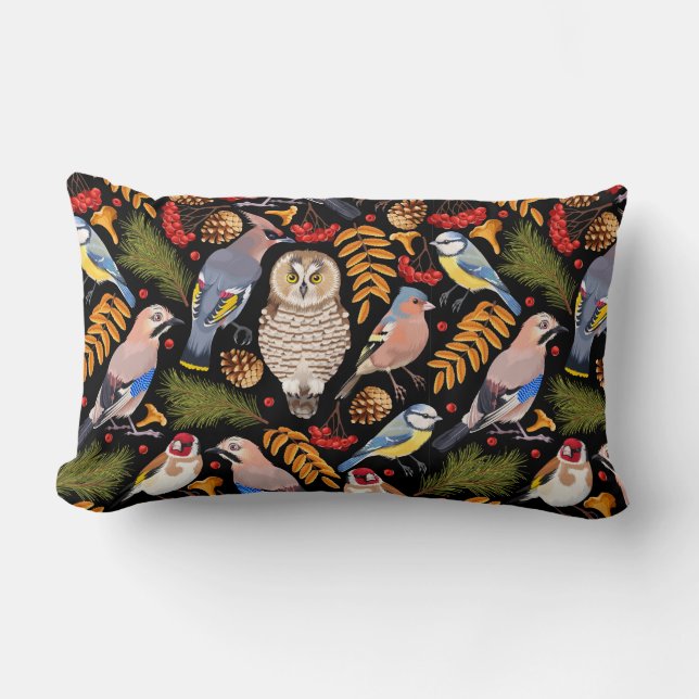 Pretty Birds Pattern Lumbar Pillow (Front)