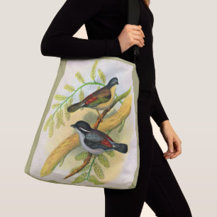 pretty birds print crossbody bag
