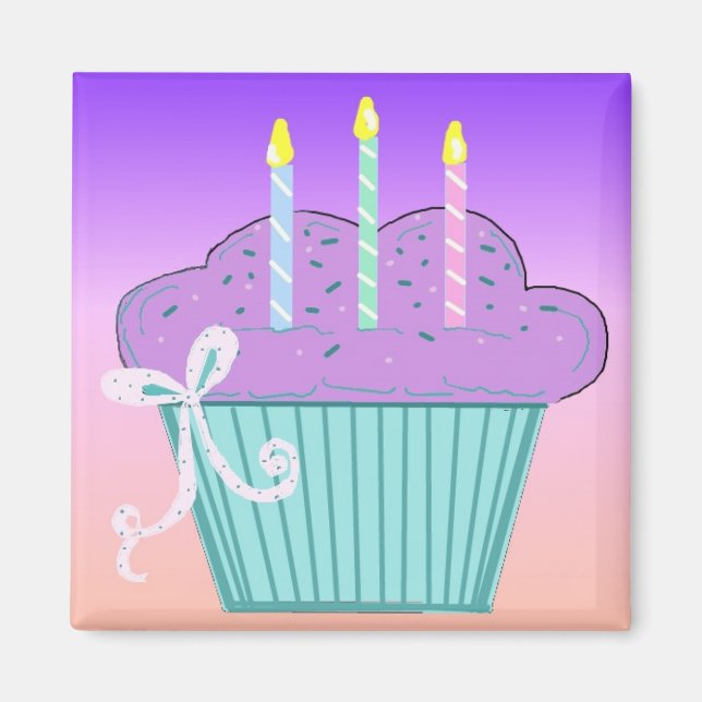 Pretty Birthday Cupcake Design Magnet (Front)
