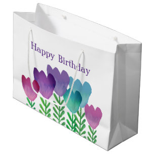 Pretty Birthday Floral Watercolor Large Gift Bag