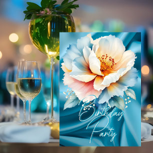 Pretty Birthday Party Delicate Blue Pink Floral Invitation