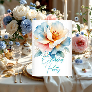 Pretty Birthday Party Delicate Blue Pink Flowers Invitation