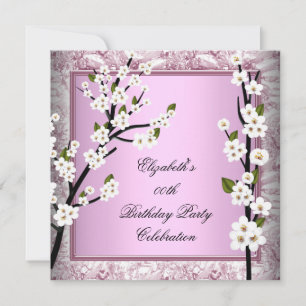 Pretty Birthday Party Pink White Blossoms Invitation