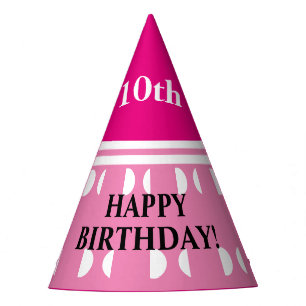Pretty Birthday Pink White Polka Dots Any AGE Party Hat