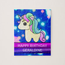 Pretty Birthday Unicorn with Glowing Balloons