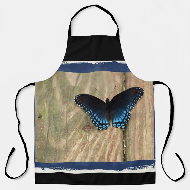 Pretty Black and Blue Butterfly Apron (Front)