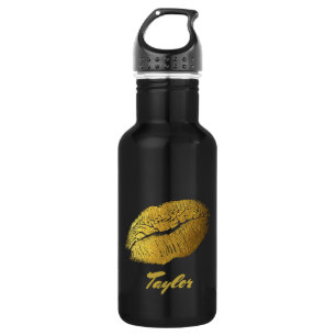 Pretty Black and Gold Lips Personalise 532 Ml Water Bottle