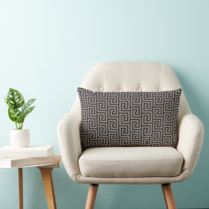 PRETTY BLACK AND GRAY GREEK KEY PATTERNS LUMBAR CUSHION
