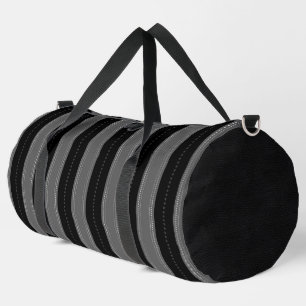 PRETTY BLACK AND GRAY VERTICAL STRIPES DUFFLE BAG