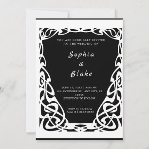 Pretty Black and White Art Deco Wedding Invitation