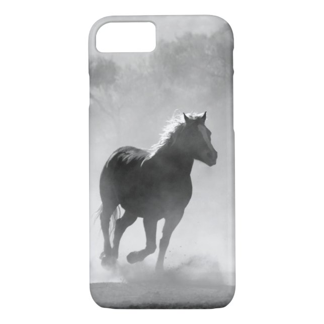 Pretty Black and White Galloping Horse Case (Back)