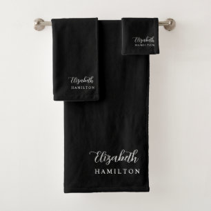 Pretty Black and White Personalised Bath Set