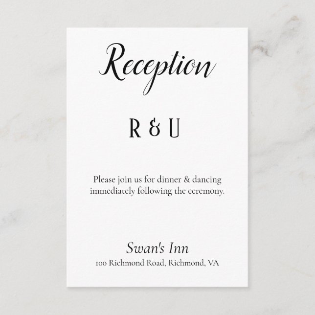 Pretty Black and White Reception Enclosure Card (Front)