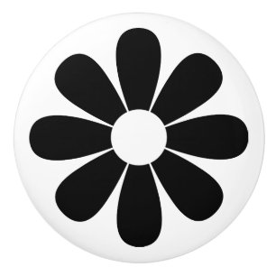 Pretty Black Daisy Ceramic Knob