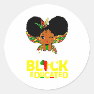 Pretty Black Educated Black History Month Kids Gir Classic Round Sticker