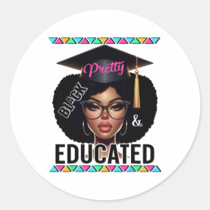 Pretty Black Educated Powerful African American Wo Classic Round Sticker