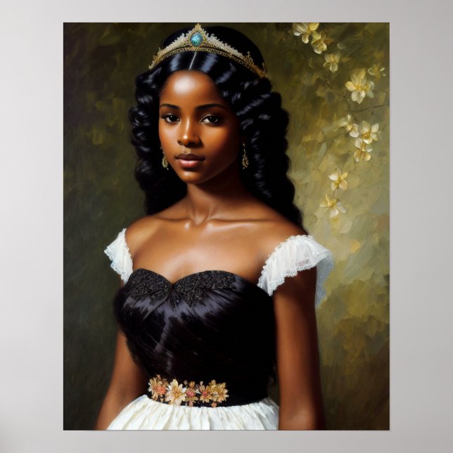 Pretty Black Girl Princess Art Poster (Front)