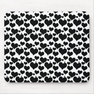 Pretty Black Hearts on White for your Valentine Mouse Pad