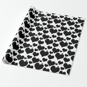 Pretty Black Hearts on White for your Valentine Wrapping Paper