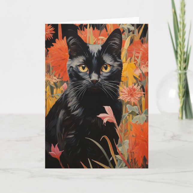 Pretty Black Kitty Card (Front)