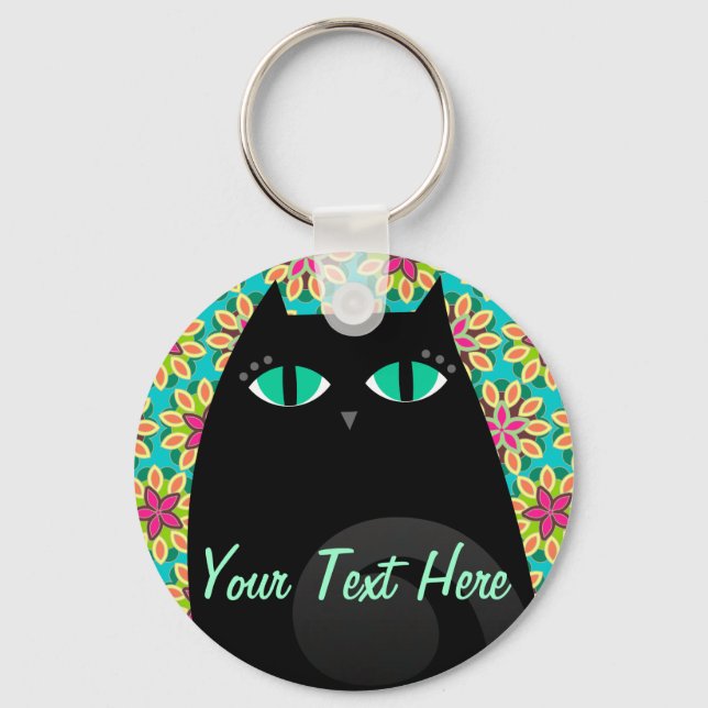 Pretty Black Kitty Key Ring (Front)