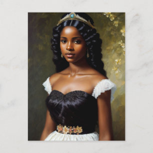 Pretty Black Princess Portrait Art Postcard