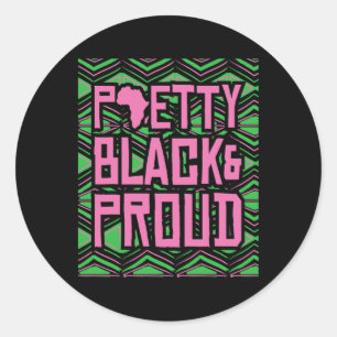 Pretty Black Proud Africa Map Black Pride Melanin Classic Round Sticker