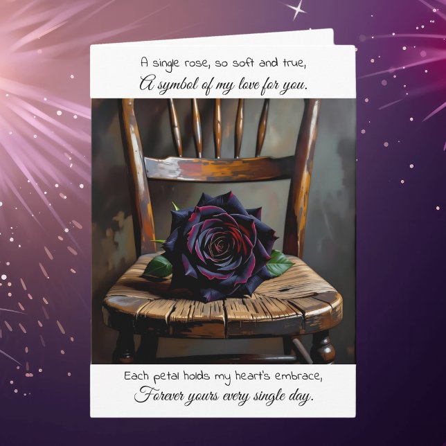 Pretty Black Rose on Rustic Chair | Anniversary Card (Creator Uploaded)