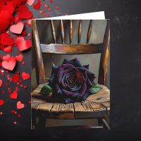 Pretty Black Rose on Rustic Chair Valentine's Day