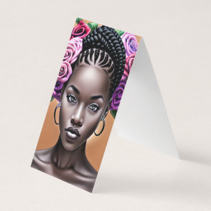 Pretty Black Woman with Braids Business Card