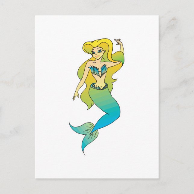 pretty blonde mermaid postcard (Front)