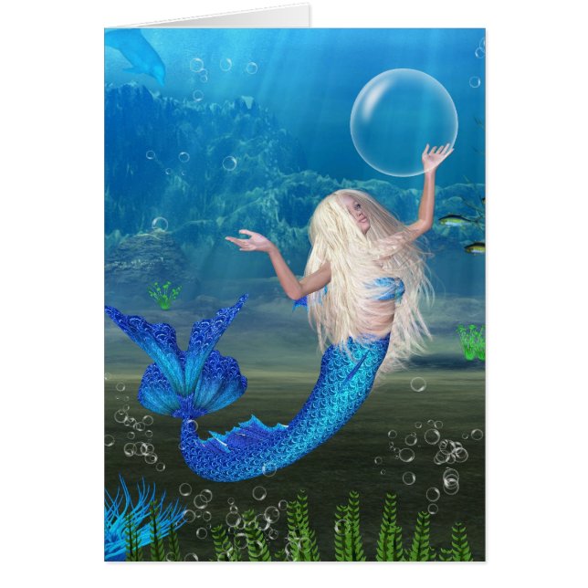 Pretty Blonde Mermaid with Bubble (Front)