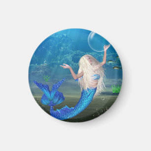 Pretty Blonde Mermaid with Bubble Magnet