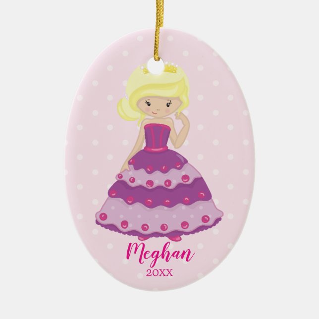 Pretty Blonde Princess Christmas Ornament (Front)