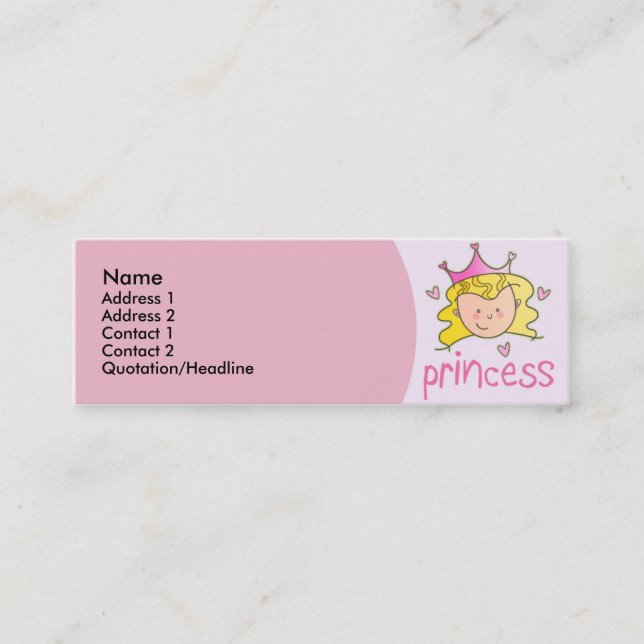 Pretty Blonde Princess Skinny Profile Cards (Front)