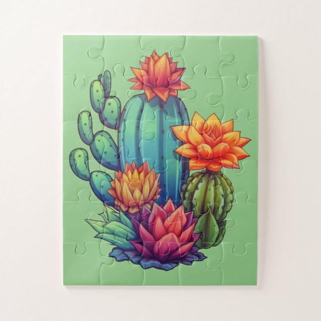 Pretty Blooming Cactus Jigsaw Puzzle (Vertical)