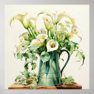 Pretty Blooming Calla Lily Flowers Poster