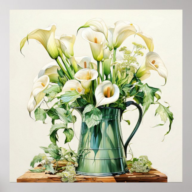 Pretty Blooming Calla Lily Flowers Poster (Front)