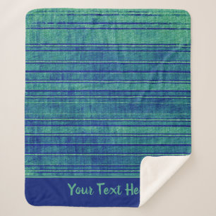 Pretty Blue and Green Distressed Stripes Pattern Sherpa Blanket