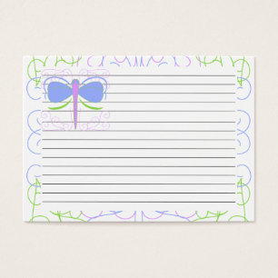 Pretty Blue And Green Dragonfly Recipe Card